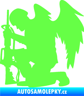 Samolepka Voják 015 levá modlící se s křídly Fluorescentní zelená