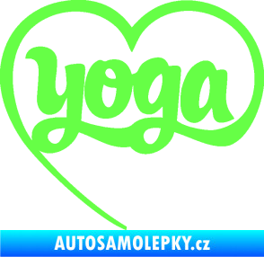 Samolepka Yoga nápis v srdíčku Fluorescentní zelená