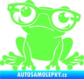 Samolepka Žába 011 levá kouká s brýlemi Fluorescentní zelená