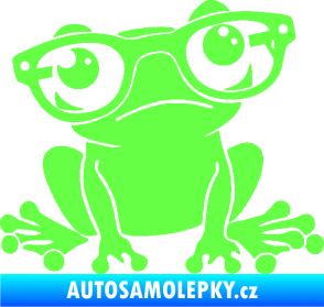 Samolepka Žába 011 pravá kouká s brýlemi Fluorescentní zelená