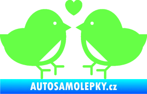 Samolepka Zamilovaní ptáčci 001 se srdíčkem Fluorescentní zelená