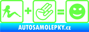 Samolepka Žena + shocker = šklebící se smajlík pravá Fluorescentní zelená