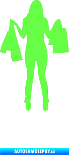 Samolepka Žena na nákupu 003 levá Fluorescentní zelená