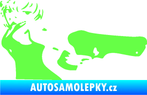 Samolepka Žena s pistolí pravá Fluorescentní zelená