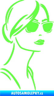 Samolepka Žena tvář 003 pravá s brýlemi Fluorescentní zelená