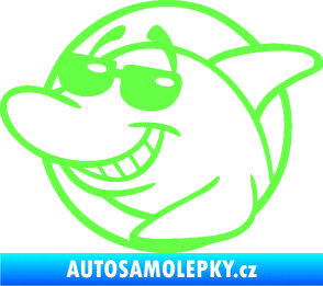 Samolepka Žralok 018 levá cool s brýlemi Fluorescentní zelená
