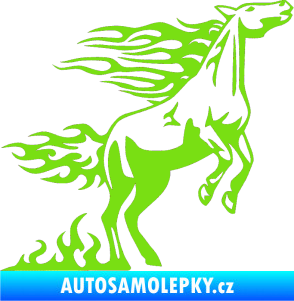 Samolepka Animal flames 001 pravá kůň zelená kawasaki