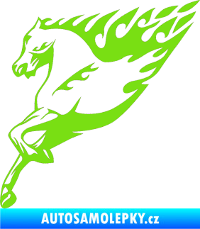 Samolepka Animal flames 002 levá kůň zelená kawasaki