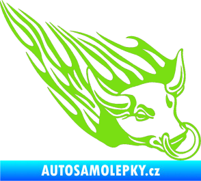 Samolepka Animal flames 010 pravá býk s kruhem zelená kawasaki