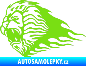 Samolepka Animal flames 014 levá lev zelená kawasaki