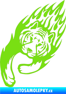 Samolepka Animal flames 015 levá tygr zelená kawasaki