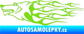 Samolepka Animal flames 017 levá vlk zelená kawasaki