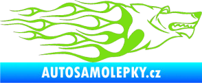 Samolepka Animal flames 017 pravá vlk zelená kawasaki
