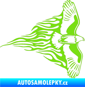 Samolepka Animal flames 019 pravá letící orel zelená kawasaki