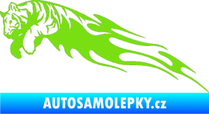 Samolepka Animal flames 022 levá tygr zelená kawasaki