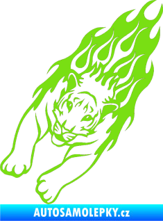 Samolepka Animal flames 024 levá tygr zelená kawasaki