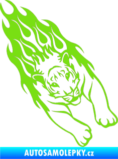 Samolepka Animal flames 024 pravá tygr zelená kawasaki