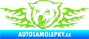 Samolepka Animal flames 034 levá  vlk zelená kawasaki
