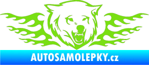 Samolepka Animal flames 034 pravá  vlk zelená kawasaki