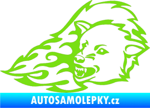 Samolepka Animal flames 036 levá vlk zelená kawasaki