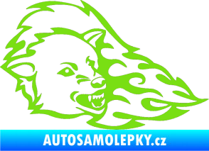 Samolepka Animal flames 036 pravá vlk zelená kawasaki