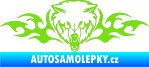 Samolepka Animal flames 038 pravá vlk zelená kawasaki