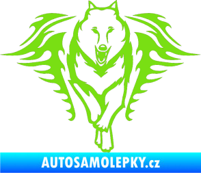 Samolepka Animal flames 039 pravá  vlk zelená kawasaki