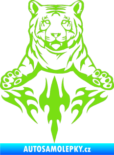 Samolepka Animal flames 045 levá tygr zelená kawasaki