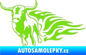 Samolepka Animal flames 057 levá býk zelená kawasaki
