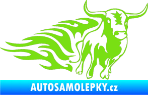 Samolepka Animal flames 057 pravá býk zelená kawasaki