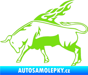 Samolepka Animal flames 067 levá býk zelená kawasaki