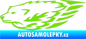 Samolepka Animal flames 078 levá  vlk zelená kawasaki