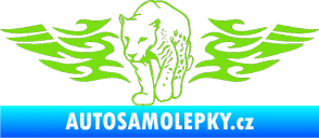 Samolepka Animal flames 085 levá levhart zelená kawasaki
