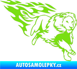 Samolepka Animal flames 087 pravá lev zelená kawasaki