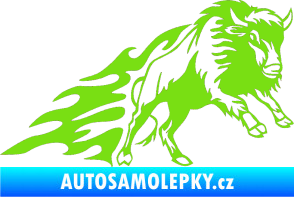 Samolepka Animal flames 089 pravá býk zelená kawasaki