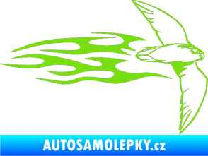 Samolepka Animal flames 095 pravá letící pták zelená kawasaki