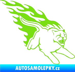 Samolepka Animal flames 096 pravá puma zelená kawasaki
