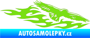 Samolepka Animal flames 097 pravá orel zelená kawasaki
