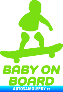 Samolepka Baby on board 008 pravá skateboard zelená kawasaki