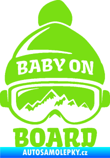 Samolepka Baby on board 012 levá na horách zelená kawasaki