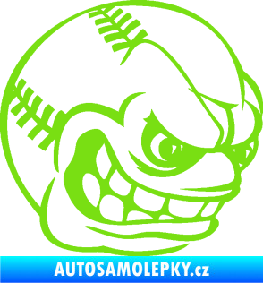 Samolepka Baseballový míček 001 pravá s obličejem zelená kawasaki