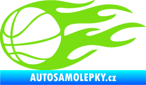 Samolepka Basketbalový míč 003 levá v plamenech  zelená kawasaki