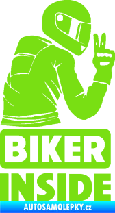 Samolepka Biker inside 003 pravá motorkář zelená kawasaki