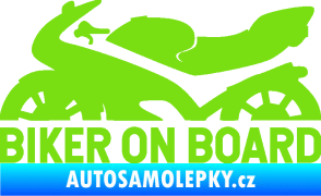 Samolepka Biker on board levá motorka zelená kawasaki