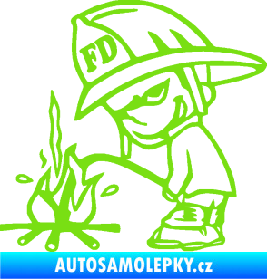 Samolepka Boy čůrá 004 hasič levá zelená kawasaki