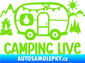 Samolepka Camping live 001 levá cestování v karavanu zelená kawasaki