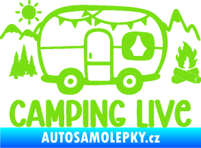 Samolepka Camping live 001 pravá cestování v karavanu zelená kawasaki