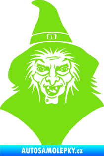 Samolepka Čarodějnice 002 levá hlava s kloboukem zelená kawasaki