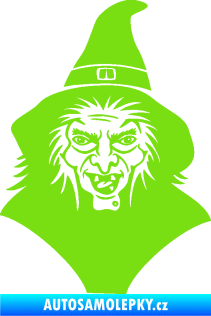Samolepka Čarodějnice 002 pravá hlava s kloboukem zelená kawasaki