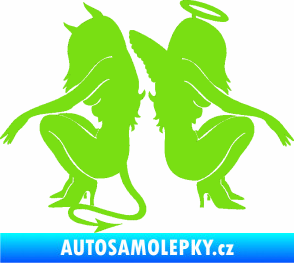 Samolepka Čertice 007 levá s andělem zelená kawasaki